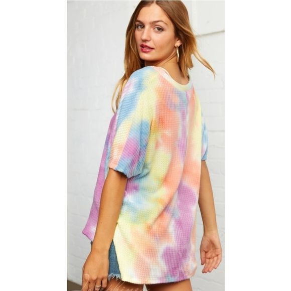 Pink Multi-Colored Tie Dye Top - Picture 3 of 4
